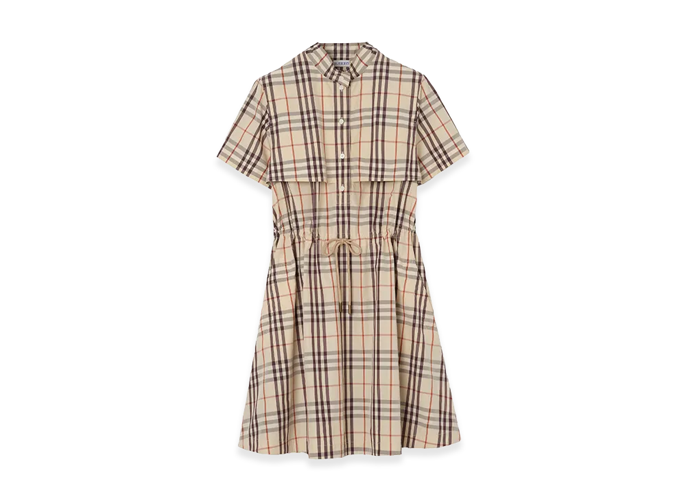 Burberry Women's Check Cotton Short-Sleeved Dress "Beige"