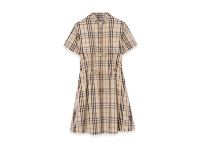 Burberry Women's Check Cotton Dress "Almond Beige"
