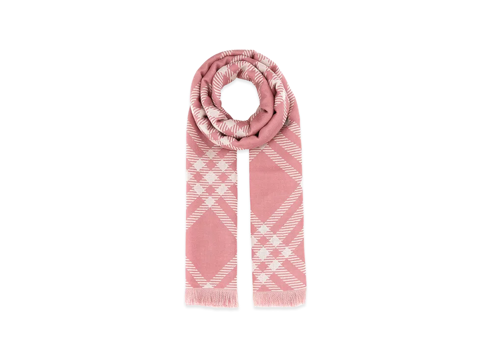 Burberry Women's Embroidered Wool Blend Scarf "Checked"