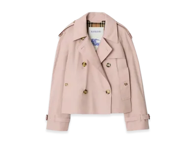 Burberry Women's Cropped Tropical Gabardine Trench Jacket "Pale Sugar Pink"
