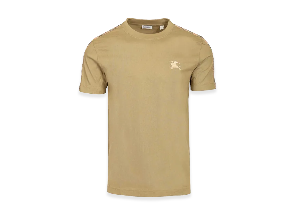 Burberry Cotton T-Shirt With Check Trim "Beige"