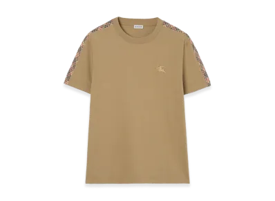 Burberry Check Trim Cotton Tee "Sparrow Beige"