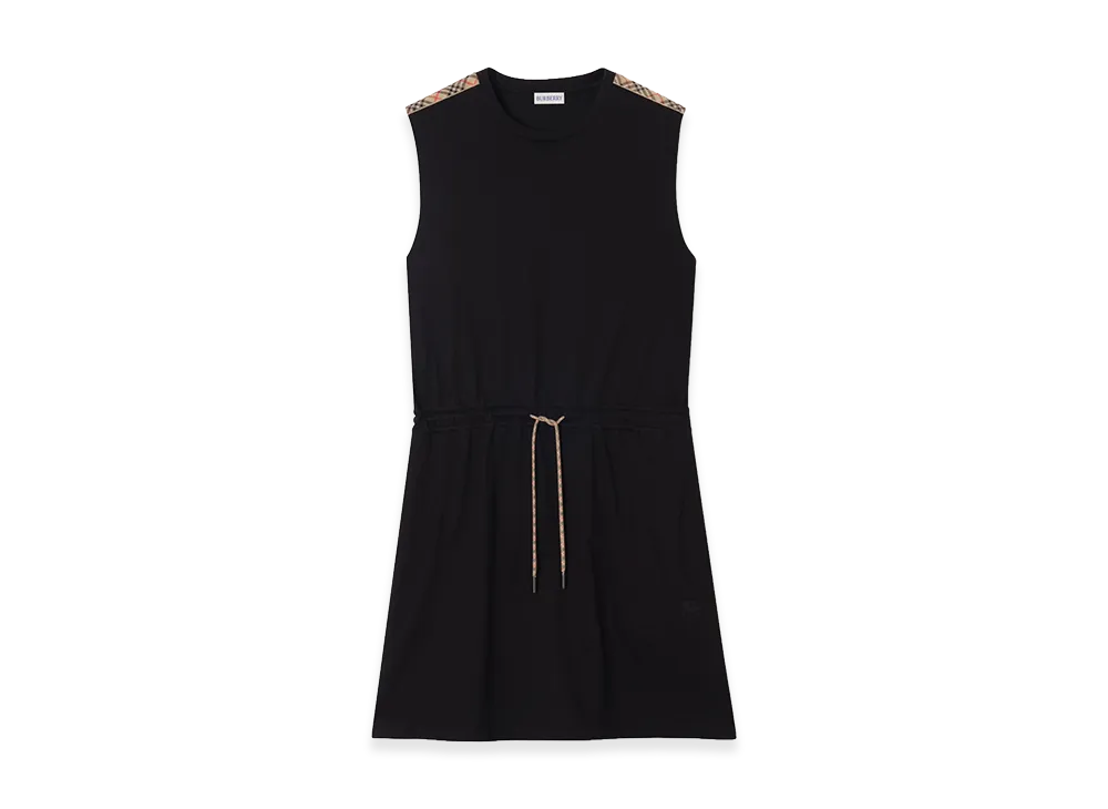 Burberry Women's Check Trim Cotton Jersey Dress "Black"