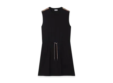 Burberry Women's Check Trim Cotton Jersey Dress "Black"