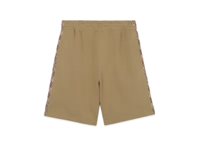 Burberry Check Trim Cotton Shorts "Sparrow Beige"