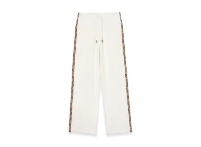 Burberry Women's Check Trim Cotton Track Pants "Chalk White"