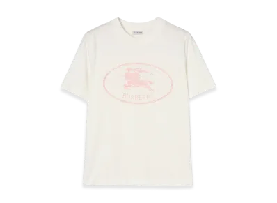 Burberry Women's Knight Stamp Cotton Tee "Chalk White/Mallow Pink"