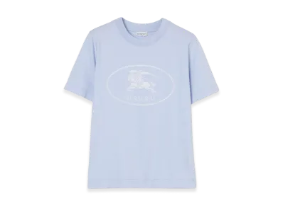 Burberry Women's Knight Stamp Cotton Tee "Agapanthus Blue"