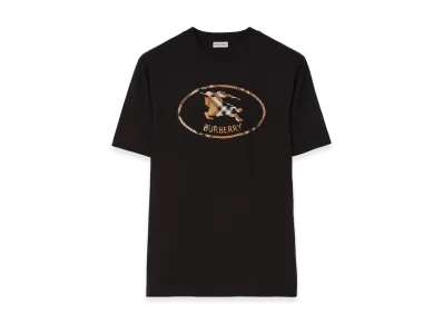 Burberry Check Knight Stamp Cotton Tee "Black"