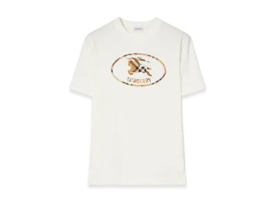 Burberry Check Knight Stamp Cotton Tee "Chalk White"