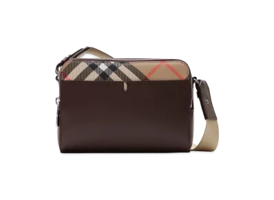 Burberry Pop Check Crossbody Bag "Peat Brown/Sand Beige"