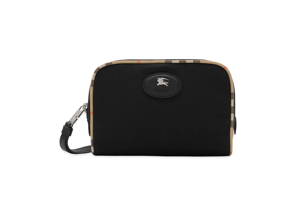 Burberry Small Check Piping Pouch "Black"