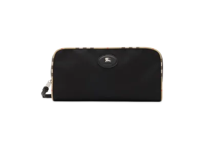 Burberry Large Check Trim Travel Pouch "Black"