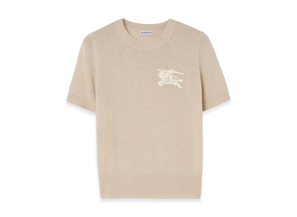 Burberry Women's EKD Wool Cotton Top "Easel Beige"