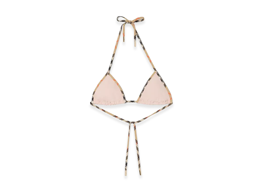 Burberry Women's Check Trim Bikini Top "Bouquet Pink"