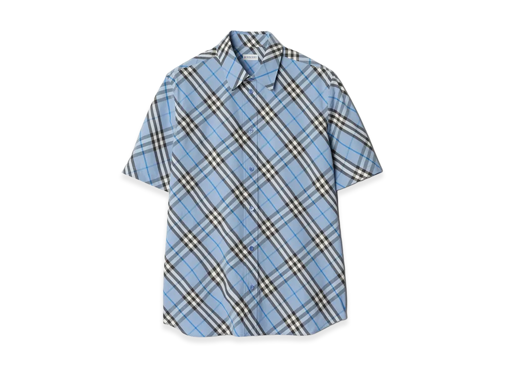 Burberry Regular Fit Check Cotton Shirt "Cornflower Blue"