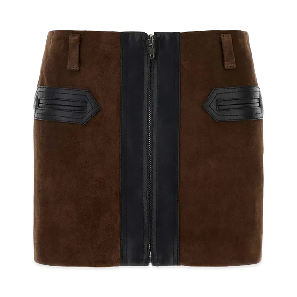 MARNI Women's Suede Mini Skirt "Brown"