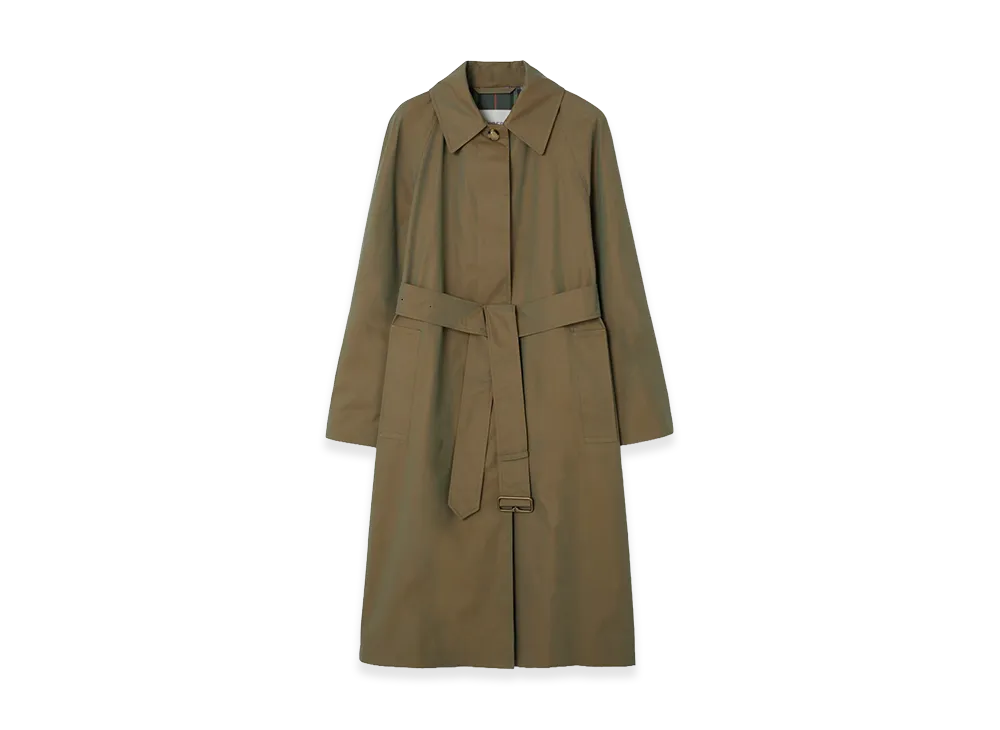 Burberry Women's Long Gabardine Car Coat "Bright Olive"