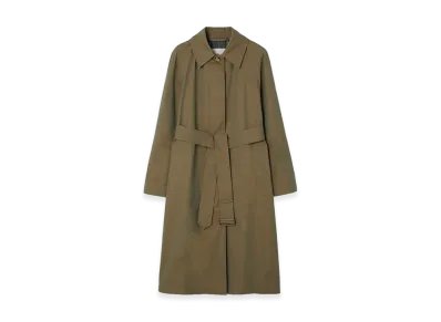 Burberry Women's Long Gabardine Car Coat "Bright Olive"