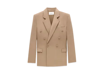 Saint Laurent Women's Jacket in Silk Crepe "Beige Fonce"