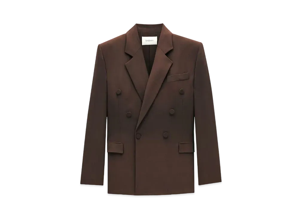 Saint Laurent Women's Jacket in Silk Crepe "Marron"