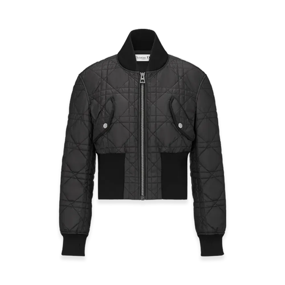Dior Women's Macrocannage Cropped Bomber Jacket "Black"