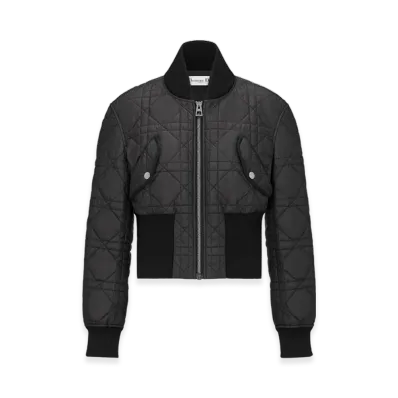 Dior Women's Macrocannage Cropped Bomber Jacket "Black"
