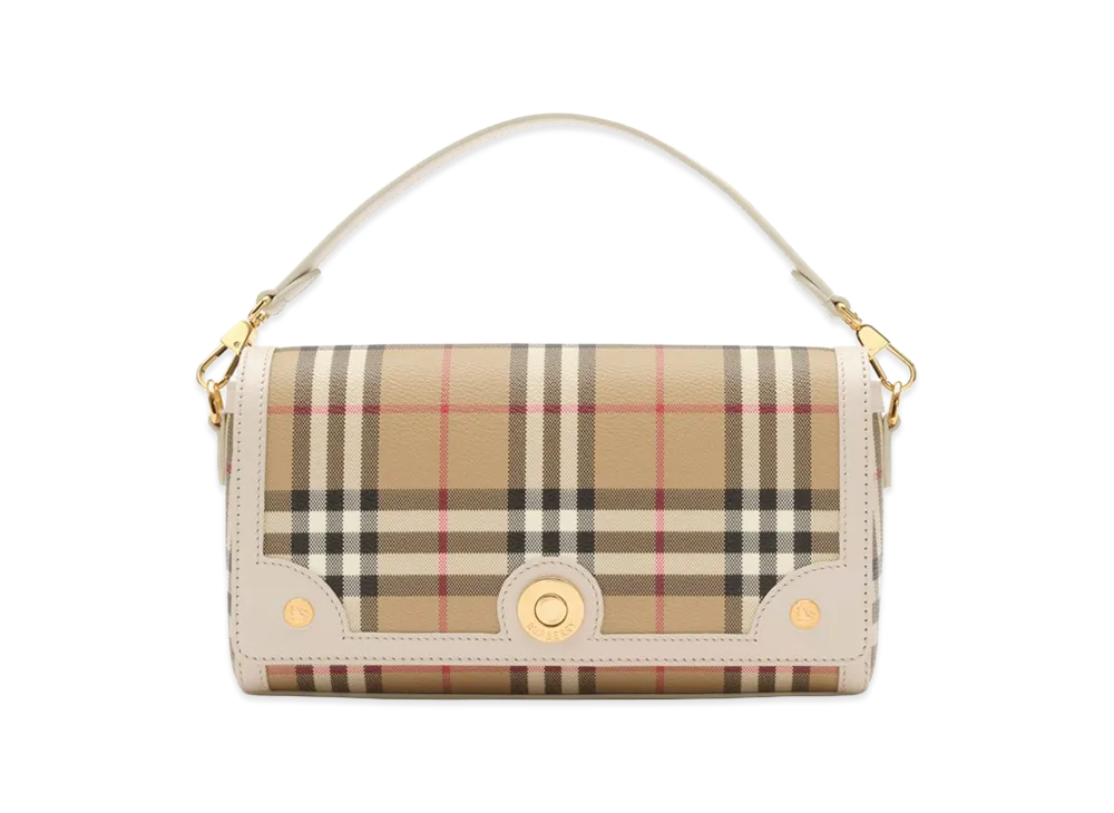Burberry Women's Top Handle Note Bag "Vintage Check/Soap Beige"