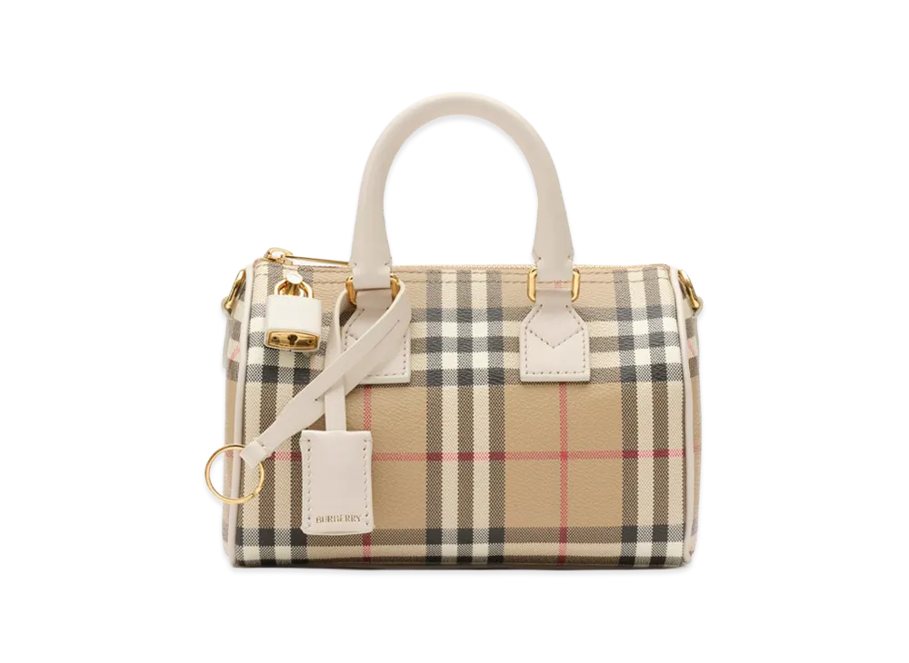 Burberry Women's Mini Check Bowling Bag "Vintage Check/Soap Beige"