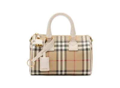 Burberry Women's Mini Check Bowling Bag "Vintage Check/Soap Beige"