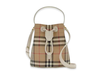 Burberry Women's Mini Check Bucket Bag "Archive Beige/Soap Beige"