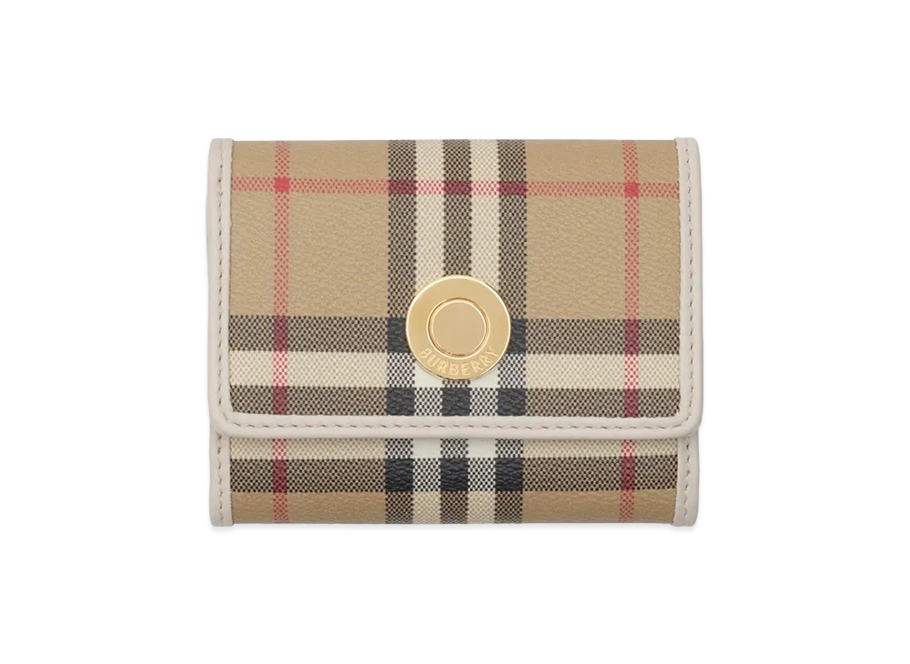 Burberry Women's Small Check Folding Wallet "Vintage Check/Soap Beige"