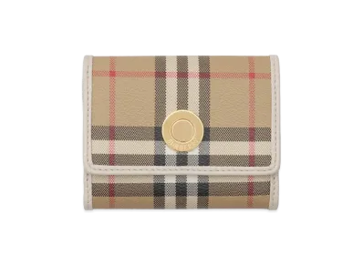 Burberry Women's Small Check Folding Wallet "Vintage Check/Soap Beige"