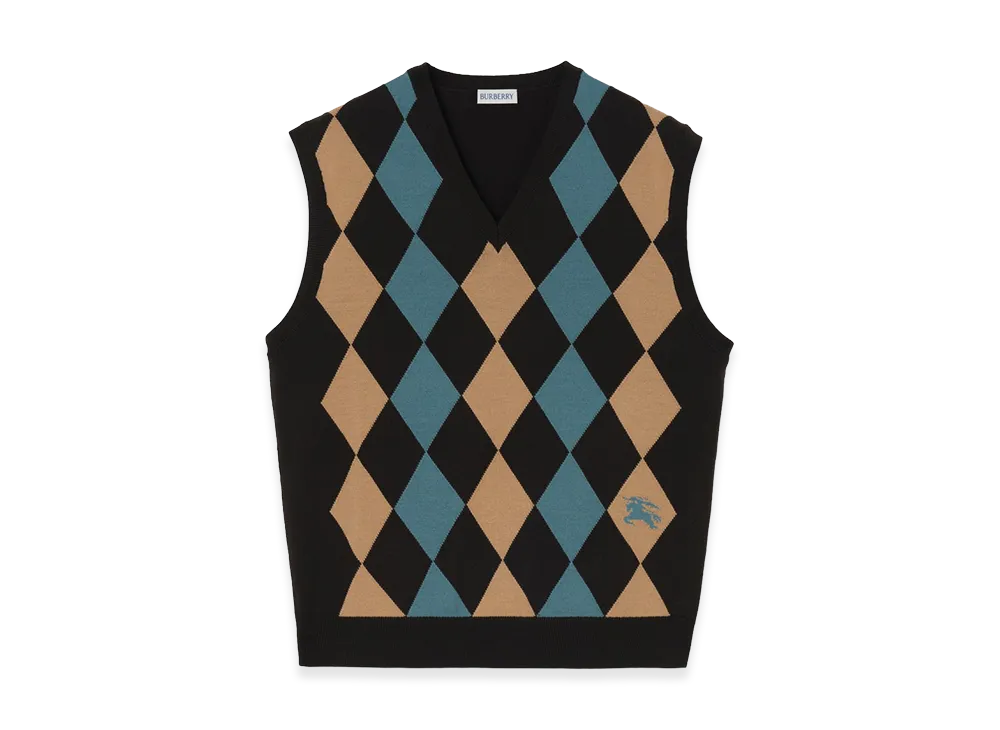 Burberry Argyle Wool Sweater Vest "Charred Brown"