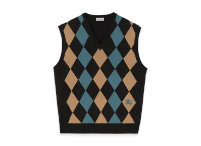 Burberry Argyle Wool Sweater Vest "Charred Brown"