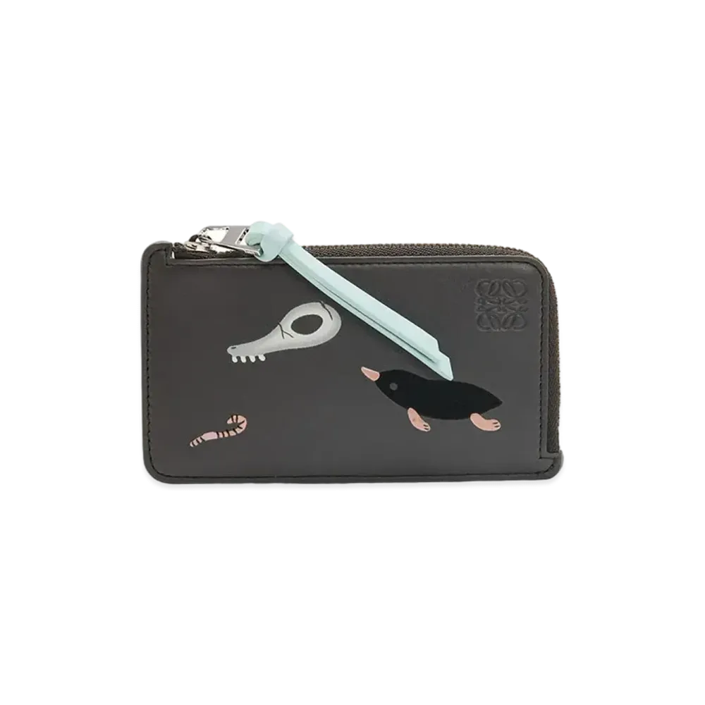 LOEWE Mandragora Coin Cardholder in Satin Calfskin "Dark Grey"