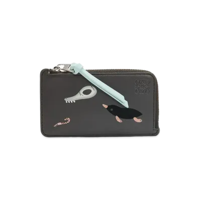 LOEWE Mandragora Coin Cardholder in Satin Calfskin "Dark Grey"