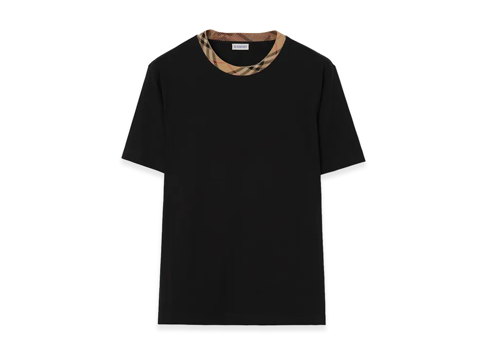 Burberry Check Trim Cotton Tee "Black"