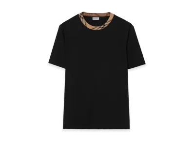 Burberry Check Trim Cotton Tee "Black"