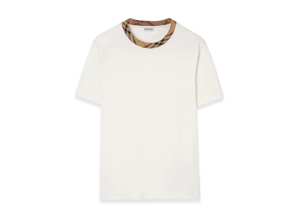 Burberry Check Trim Cotton Tee "Chalk White"