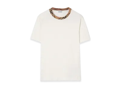 Burberry Check Trim Cotton Tee "Chalk White"