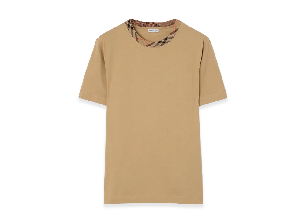 Burberry Check Trim Cotton Tee "Flax Beige"