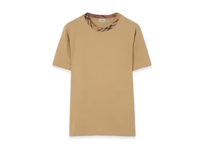 Burberry Check Trim Cotton Tee "Flax Beige"