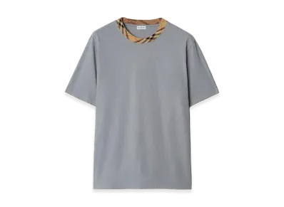 Burberry Check Trim Cotton Tee "Forecast Grey"