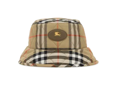 Burberry Women's Embroidered Nylon Bucket Hat "Checked"