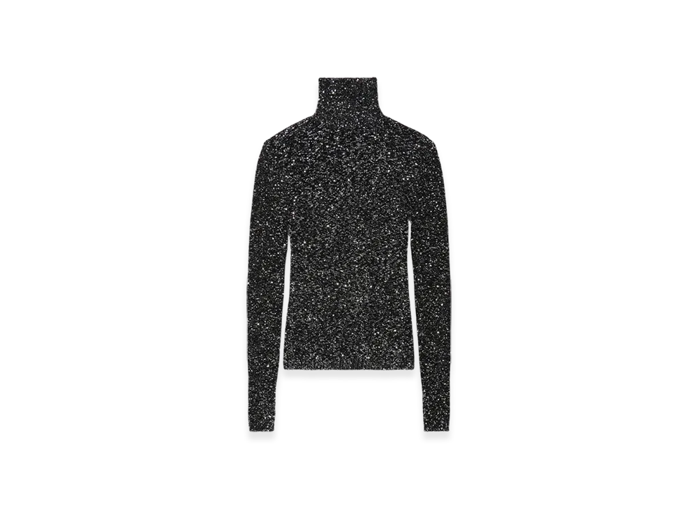 BALENCIAGA Women's Paillettes Top "Black Silver"