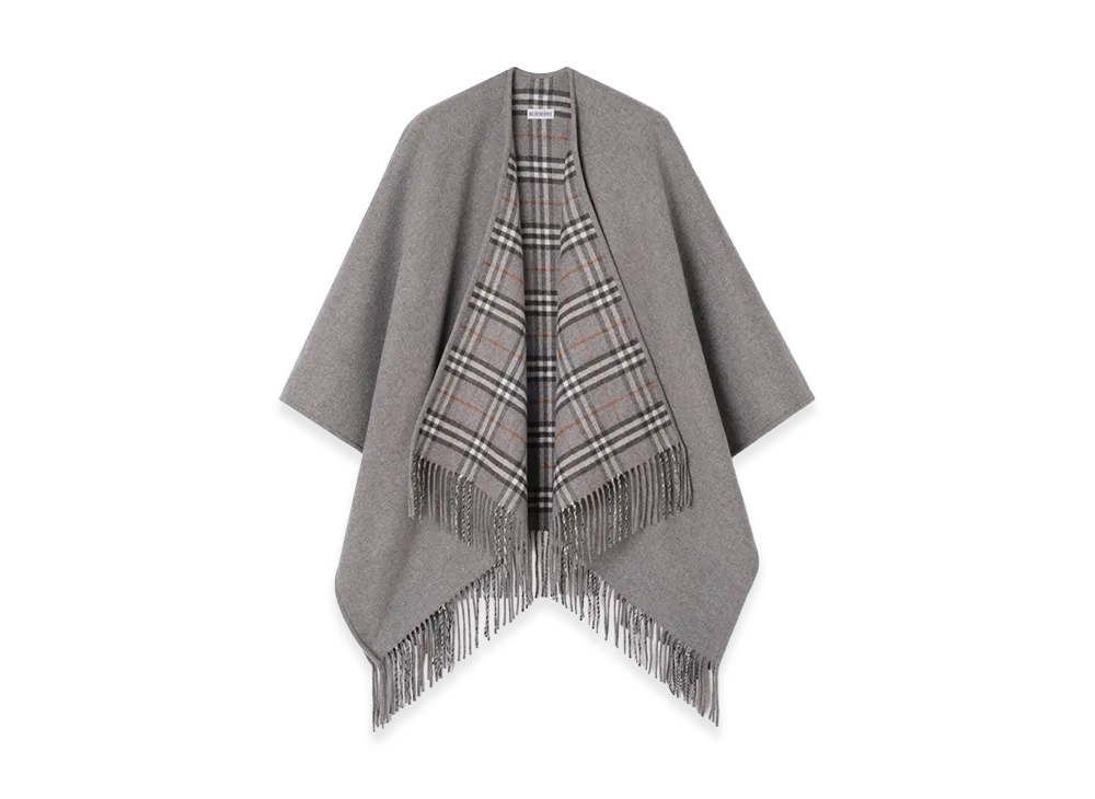 Burberry Women's Reversible Check Wool Cape "Grey"