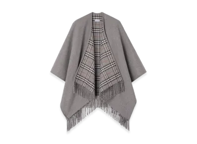 Burberry Women's Reversible Check Wool Cape "Grey"