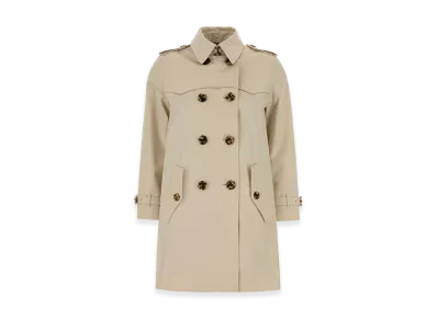 Burberry Women's Gabardine Trench Coat "White/Sand"