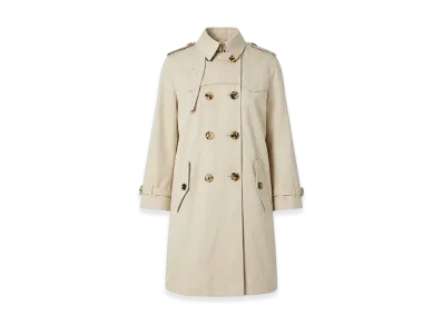 Burberry Women's Gabardine Trench Coat "White/Sand"